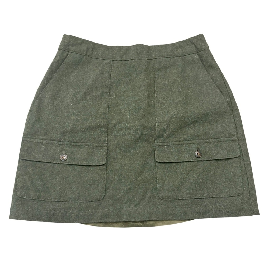 Madewell Utility Mini Skirt Womens 4 Olive Green Wool Blend Cargo Pocket Italian